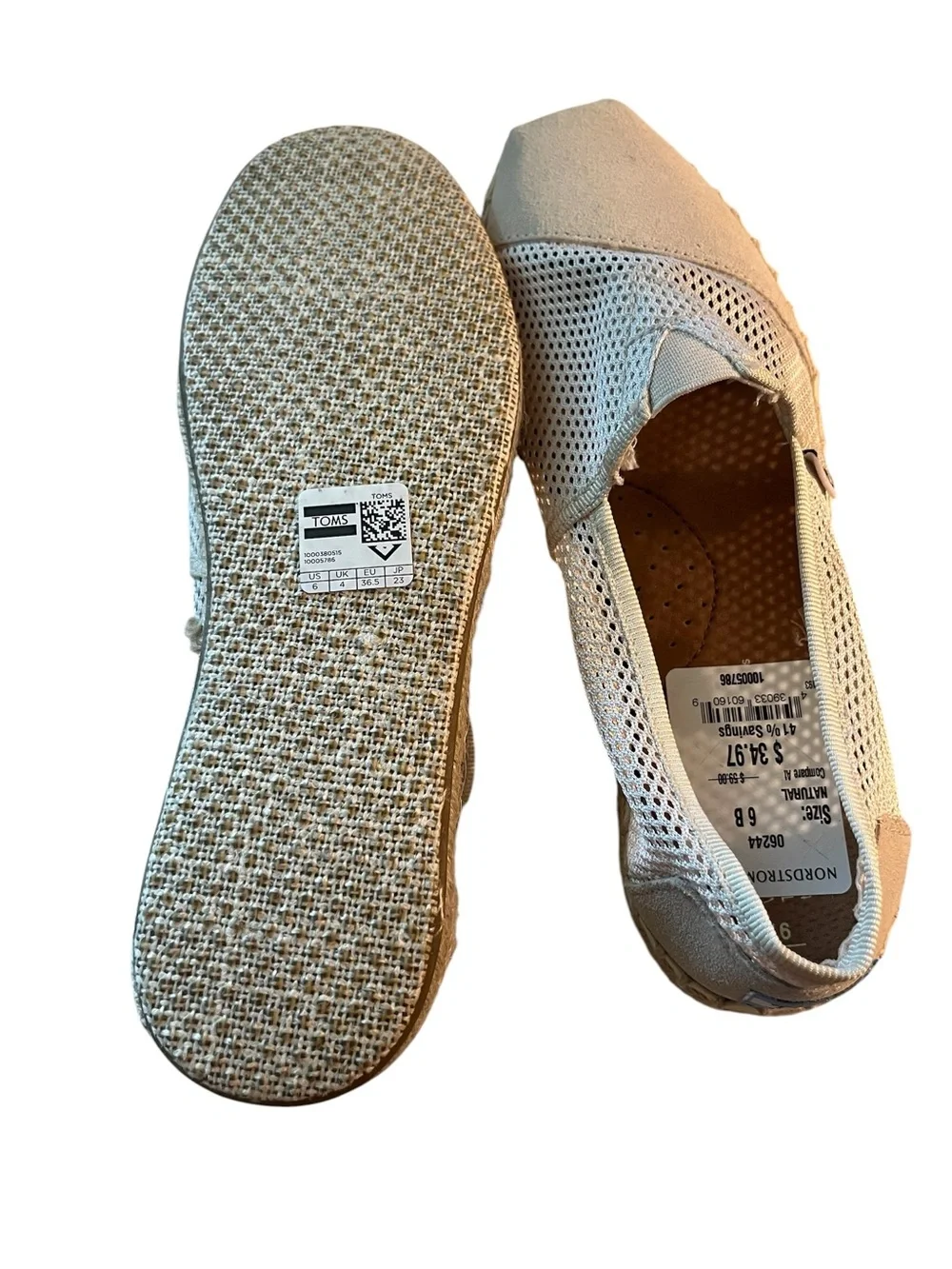🆕 TOMS Beige Mesh Espadrille Slip-Ons